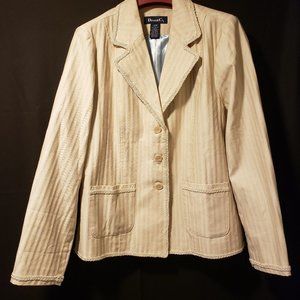 Denim and Co blazer size large, Cream with cream braid trim.